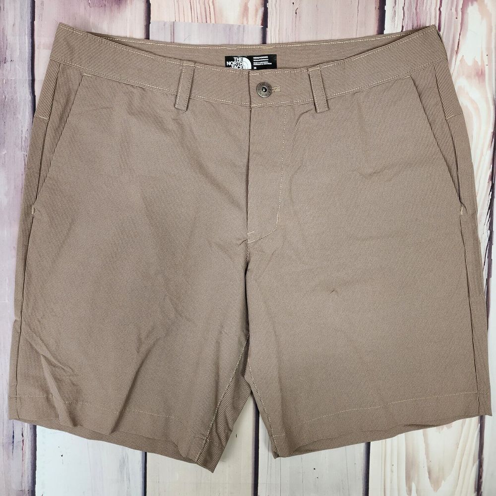 The North Face Shorts Men's Sz 36 Nylon Stretch Brown Pattern Striped EUC
